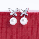 Silver Butterfly Pearl Earrings